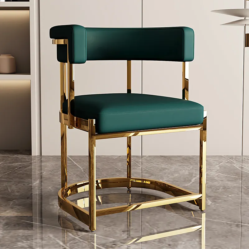 Cadeira de jantar de metal de couro para interior barato, móveis para casa, ouro moderno, nórdico, luxuoso, restaurante, sala de jantar, cadeiras