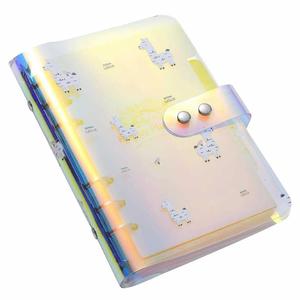 6-Raccoglitore Ad Anelli Copertura Riutilizzabile Notebook Shell con Chiusura A Bottone A Pressione per Anello-Bound Planner Pagine in Abbagliante arcobaleno di colore