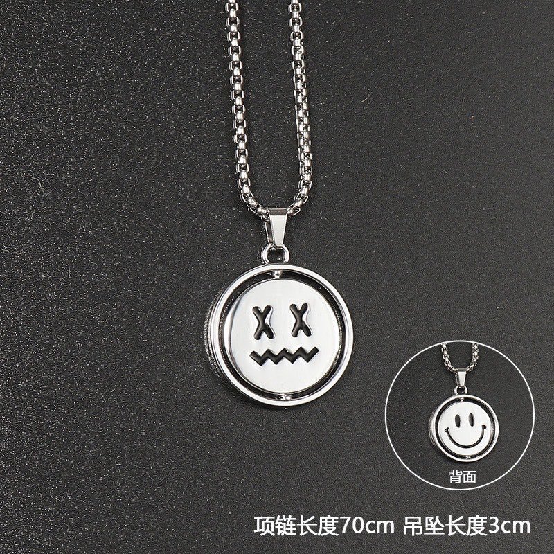 Xl0433 rotating xx smiley face with steel chain 70cm