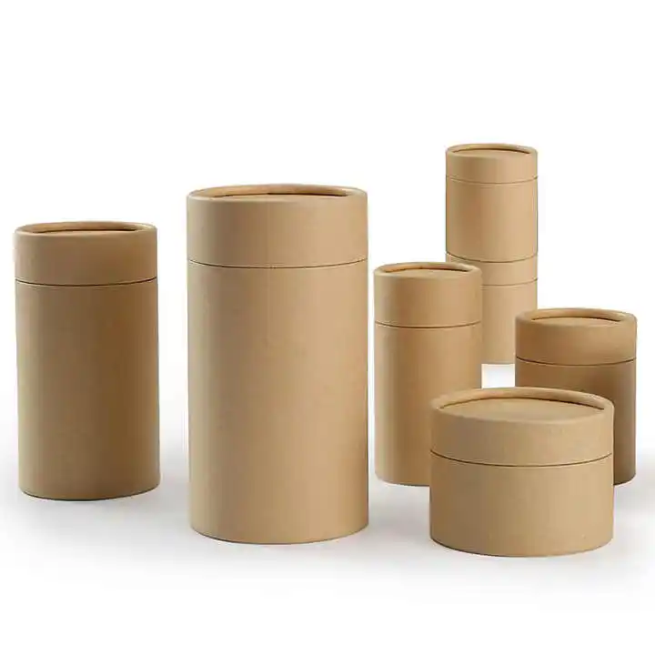 Boîte de papier ronde de différentes tailles biodégradable personnalisée grands conteneurs cadeau kraft artisanat tube de papier d'emballage en carton