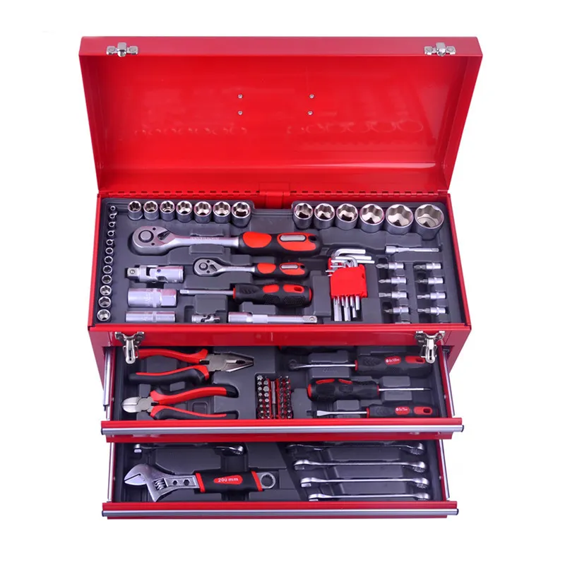 Herramientas de combinación de hardware portátil para reparación de automóviles, caja de hierro de Tres capas para reparación de máquinas domésticas de grado industrial, 103
