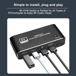 新的8K 2X1 HDMI2.1 KVM USB3.0开关8K 60HZ热键切换器HDCP2.3 2进1出用于计算机显示器键盘鼠标的USB开关 - Product Image 6
