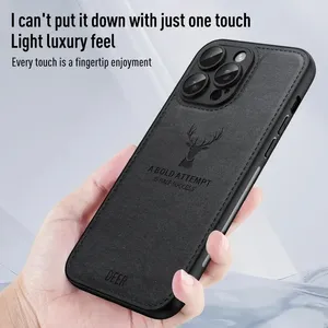 Lüks geyik kafası bez desen iPhone için kılıf 15 14 13 16 Pro X XS Max 7 8 artı darbeye yumuşak geri kabuk kapak - Product Image 2