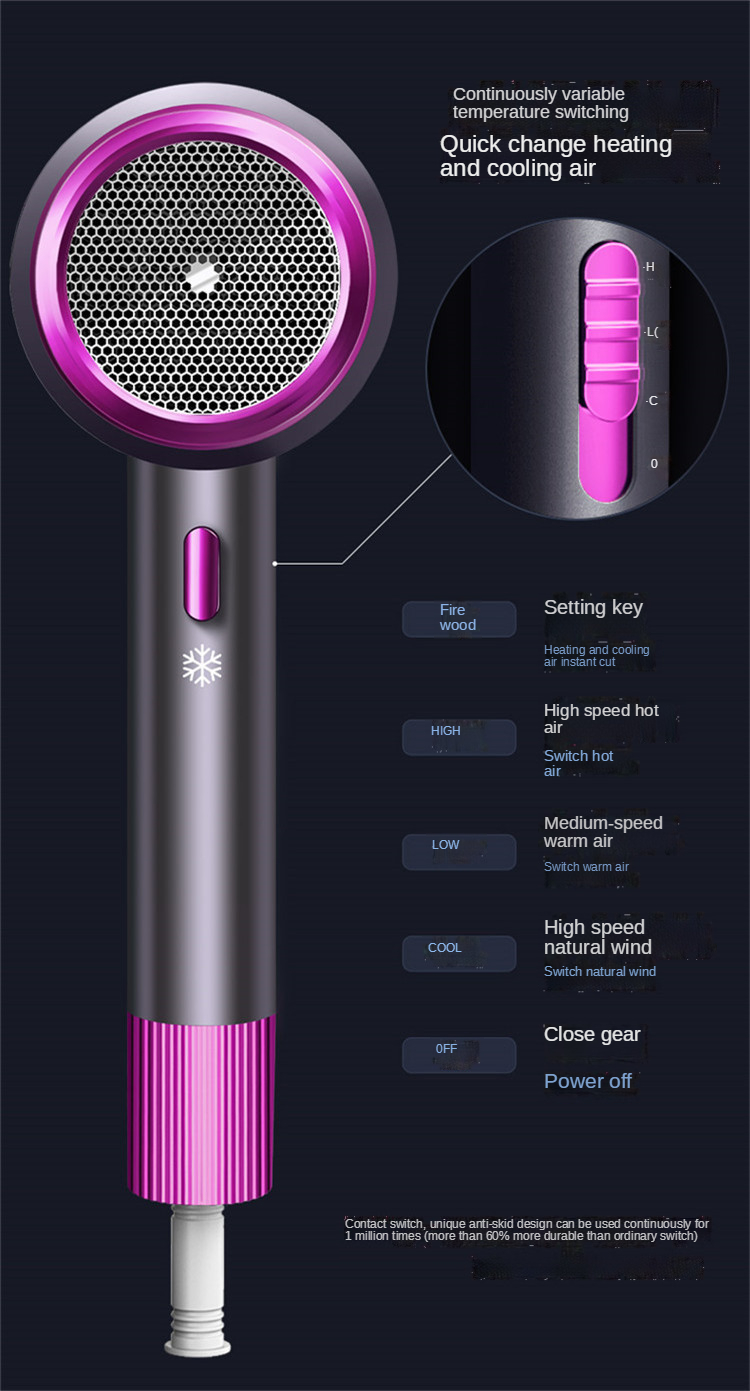 Source factory salon negative ion hair dryer 1200W high-power hot and cold Professional hair dryer home travel drop shipping