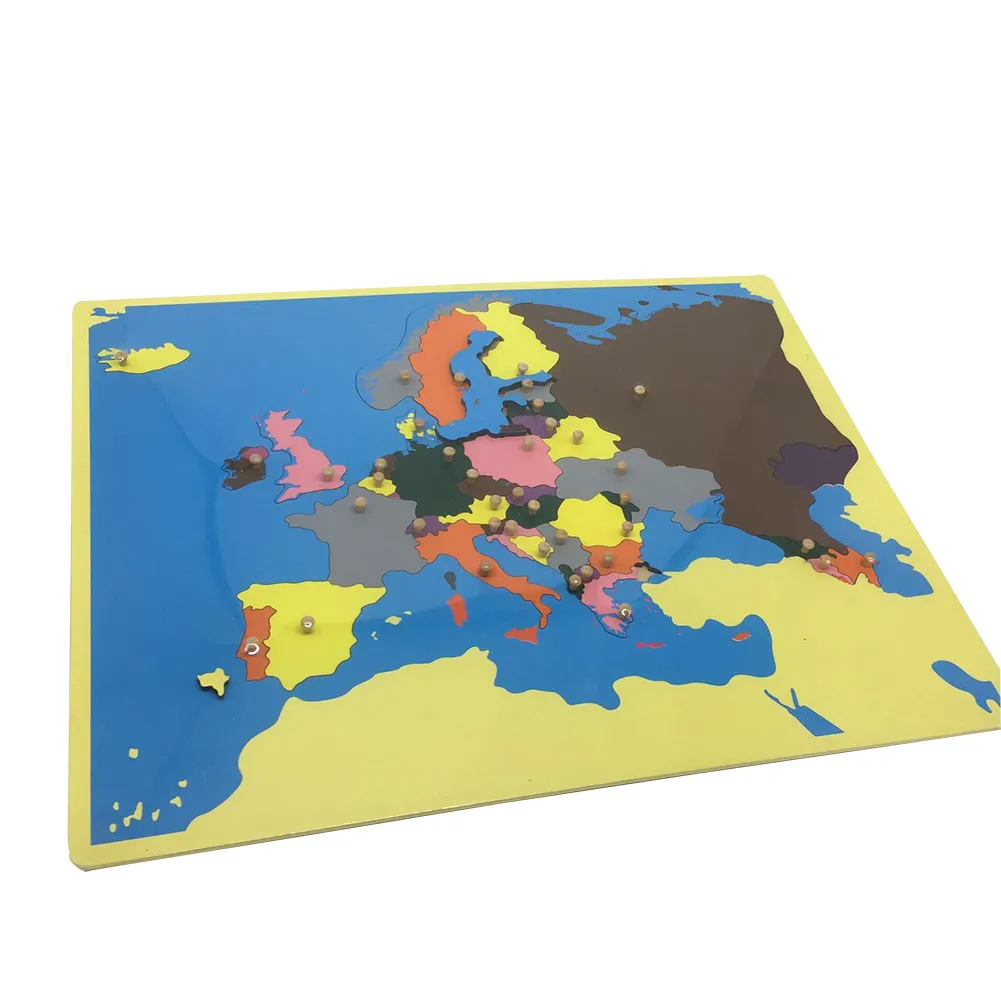 Mapa geográfico de aprendizaje de geografía sin letras, material didáctico escolar, mapa de Europa en blanco, mapas de madera Montessori para niños