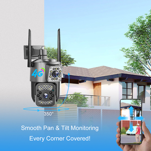 Câmera de segurança v380, 4mp, 4g, cctv, externa, lente dupla, rede ptz
