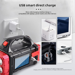 COB đa chức năng Cắm Trại Ngoài Trời Đèn pin USB năng lượng mặt trời có thể sạc lại dẫn ABS cơ thể tìm kiếm di động làm việc Torch đèn pin - Product Image 5