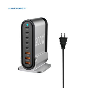 200W 5 USB C <strong>3</strong> USB a Desktop Charging Station WIth LED Light AU UK EU US Power Cord 8 Ports GaN PD Charger - Product Image 5