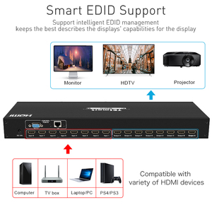 TESmartHDMIビデオマトリックススイッチャーIRリモコンEDIDHDMI互換8入力8出力4K30hzHDMIマトリックススイッチ - Product Image 3