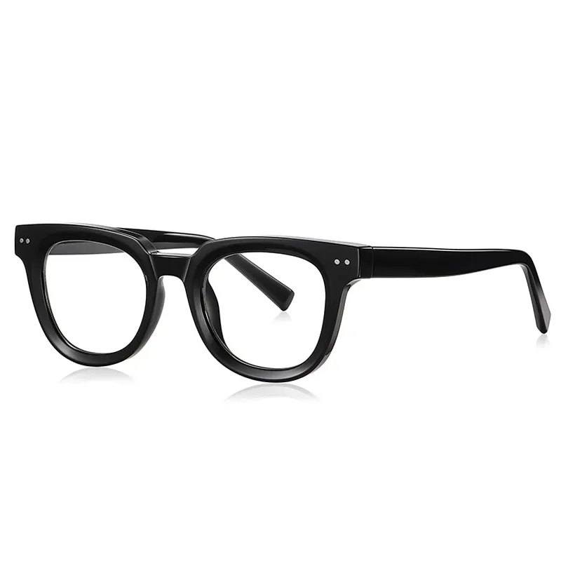 Gafas redondas con remaches Retro de alta calidad CustomTr90 2023, gafas ópticas redondas transparentes antiluz azul para hombres