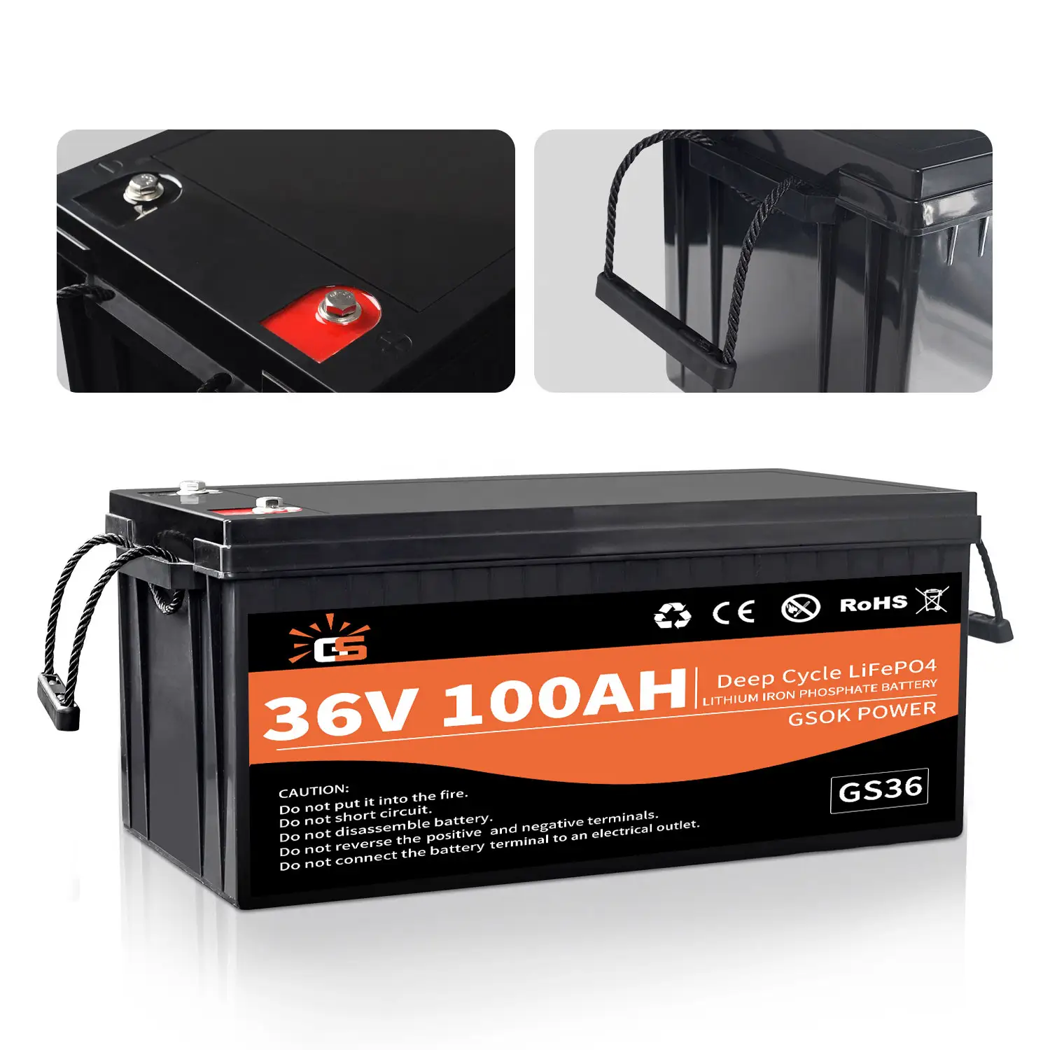 36V100Ah Lifepo4 battery with BMS and Blue tooth function for Marine trolling motor waterproof IP65