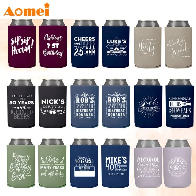 AOMEI Customized 12 OZ Blank Sublimation 3 4 In 1 3MM Foam Drink Beer Bottles Cans Coolers Sleeve Stubby Holder