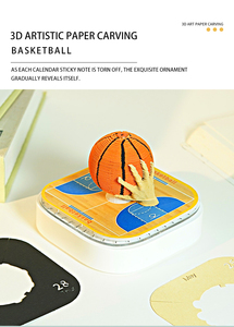 Nhà Máy OEM ODM <span class=keywords><strong>3D</strong></span> Memo Pad Lịch Bóng Rổ Phong Cách Sheets Ý Tưởng Sản Phẩm Mới Sáng Tạo Giấy Nghệ Thuật 2026 <span class=keywords><strong>3D</strong></span> Lịch - Product Image 3