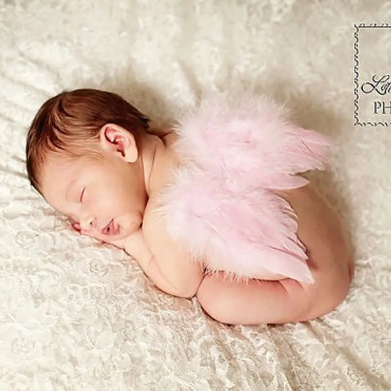 Baby Angel Wings Set Children Camera Shooting Props Chiffon Flower Rhinestone Headband Feather Set