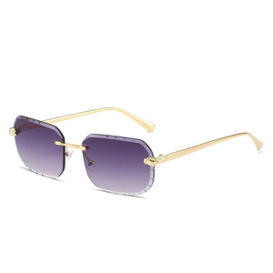 034 Óculos de Sol Quadrados Sem Aro Masculinos Cuproníquel Fashion Punk Gradiente Óculos de Sol Vintage Armação Pequena da Moda Proteção UV400 - Product Image 4