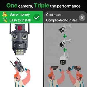 Telecamera IP PTZ con 3 obiettivi 6MP telecamera di sicurezza con sveglia 4K HD con vista panoramica 24/7 di rilevamento umano - Product Image 5