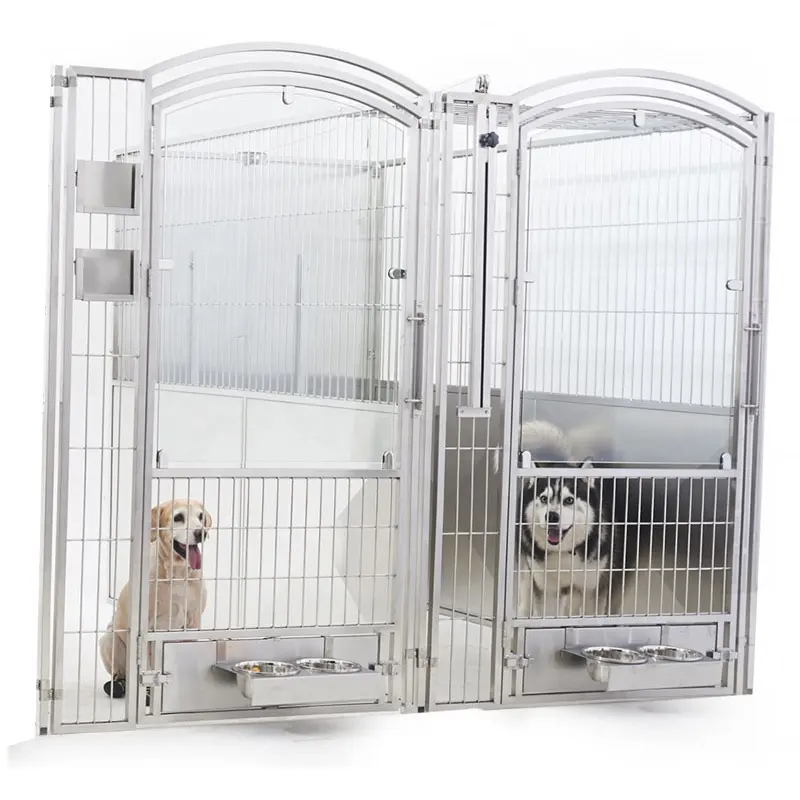 Canil interno de aço inoxidável veterinário personalizável para cães, canil para cães de luxo grande e profissional, novo, fábrica profissional