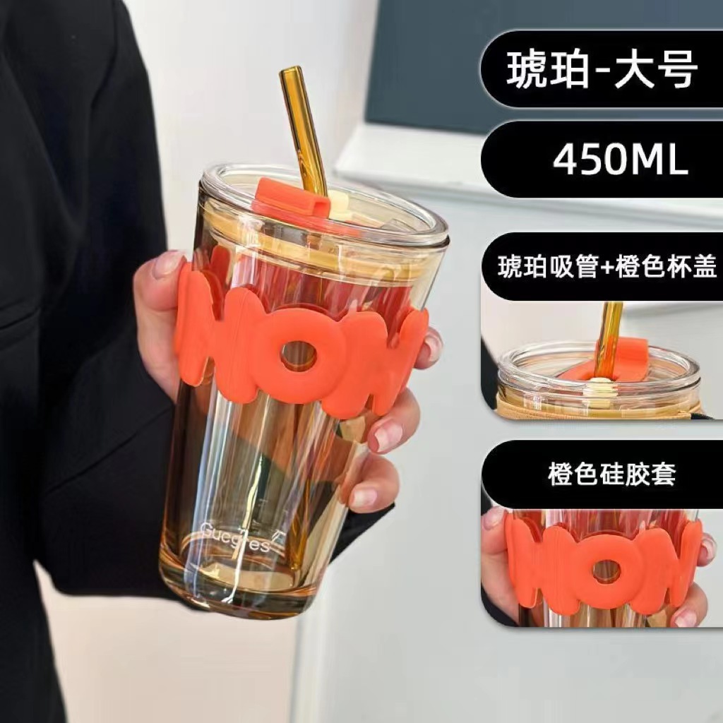 Boîte à manchon de paille avec couvercle de tasse en ambre aurore de haute qualité