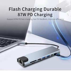 8 in 1 lettore di memoria Multi-funzione hub 3.0 usb HUB Rj45 trasferimento di rete TF/SD card reader station usb c hub adattatore intelligente - Product Image 4