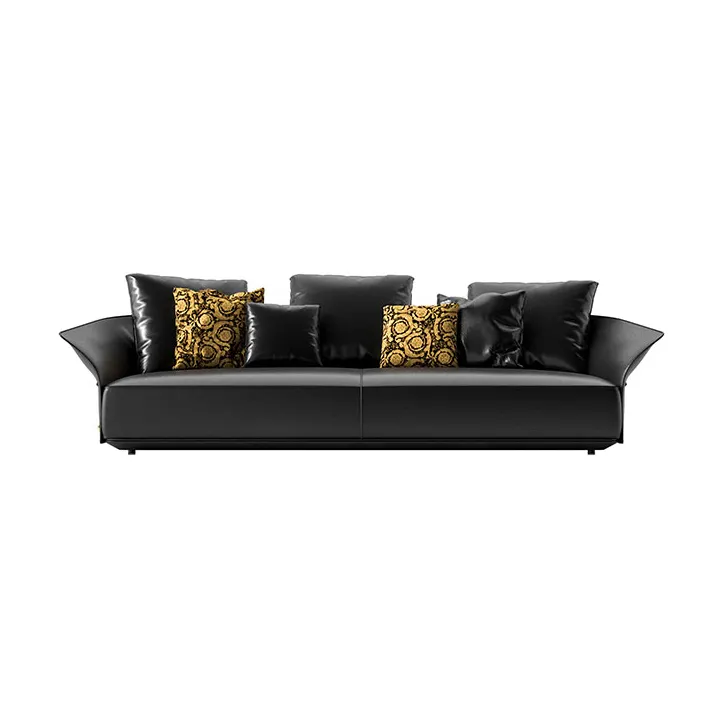 Ensemble de canapés modernes en cuir pour le salon, canapé-lit modulable de forme ronde, ensemble de canapés modulaires de luxe en forme de L