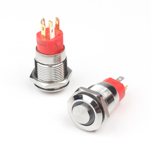 <strong>DPDT</strong> Ip67 Waterproof 2no 2nc Pin Terminal Latching Dot Illuminated 16mm High Head <strong>Push</strong> <strong>Button</strong> Metal <strong>Switch</strong> LED - Product Image 3