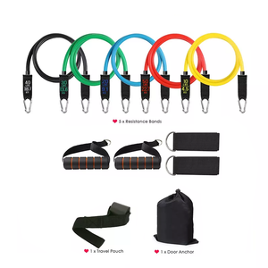 Costom Logo11Pcs Latex Pull up Exercise Bands 150 Lbs <strong>Elastic</strong> TPE Gym Fitness Resistant <strong>Loop</strong> Band Set with <strong>Handles</strong> - Product Image 1