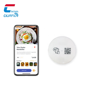Etiquetas de menú NFC de Material de PVC impermeable 13,56 MHz programables con código QR personalizado para restaurante - Product Image 3