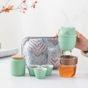 陶瓷中国茶具中国功夫茶道茶具带壶和托盘的茶具