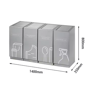 Cubo de basura de acero galvanizado de 1 a 4 compartimentos, clasificación de reciclaje, cubo de basura para áreas residenciales, cubo de basura comercial con cubierta rodante