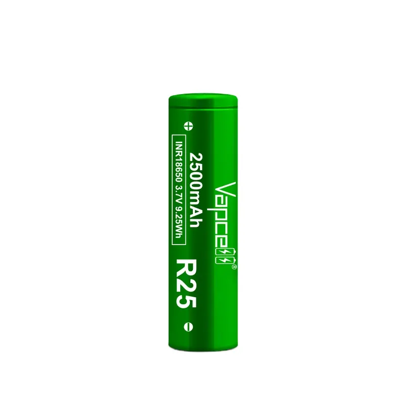 VapCell — batterie rechargeable li-lon INR18650 2500mAh R25 20a CDR /35a MAX, vs 1865025r 18650 3.7V
