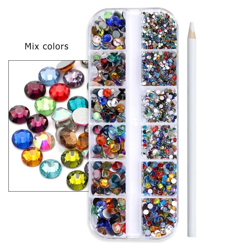 Stylo à points blanc strass-1 pièce, 12 grilles SS4-SS30
