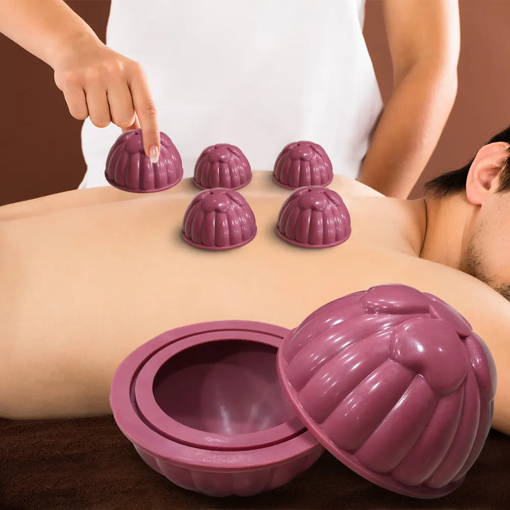 Manufacturer Easy To Use Far Infrared Self-heating Cupping Therapy Ventosa Silicone Cupping Cup Sets For Home Cupping