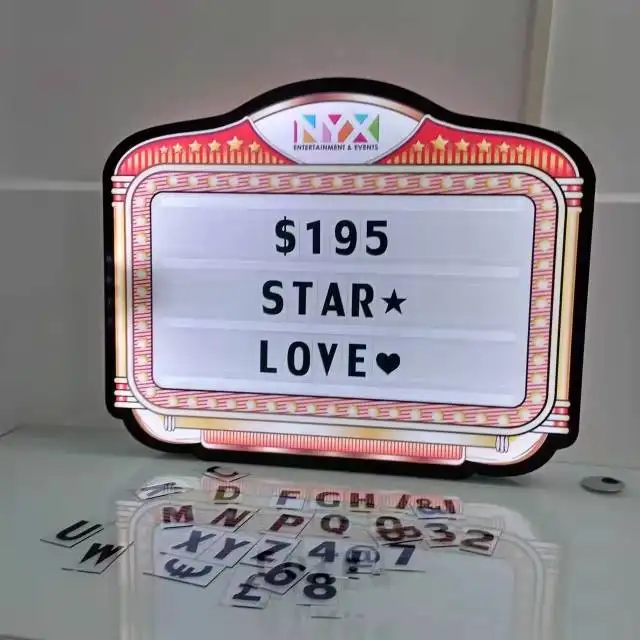 Bacheca acrilica ricaricabile Cinema Light Box Led cartellone per feste di compleanno matrimonio