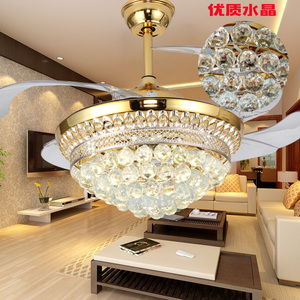 42英寸现代吊扇水晶豪华吊灯照明天花板风扇带灯遥控 - Product Image 4