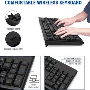 2.4GHz USB Wireless Full-Size <strong>Keyboard</strong> Optical Mouse Combo Mini Style Split Design for Windows <strong>Mac</strong> Laptop/Desktop/PC New Product - Product Image 5