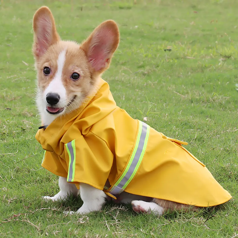 Individueller, heißer Großhandel, neue Mode Haustierbekleidung Großer Hund Regenmantel Umhang-Stil reflektierender Streifen winddichter Haustier-Regenmantel