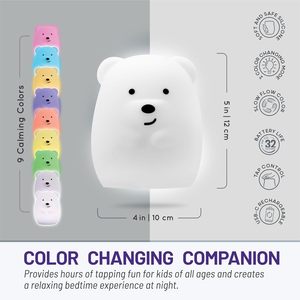 かわいい漫画クマ<span class=keywords><strong>LED</strong></span>保育園ランプ9色RGBナイトライト暖かいライトセンサーコントロールUSBライト子供のための部屋の装飾ギフト