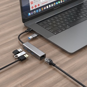 2 IN 1 scheda di rete tipo C adattatore Ethernet USB 3 porta USB 3.0 Hub a Ethernet RJ45 Lan Gigabit adattatore per Computer - Product Image 6