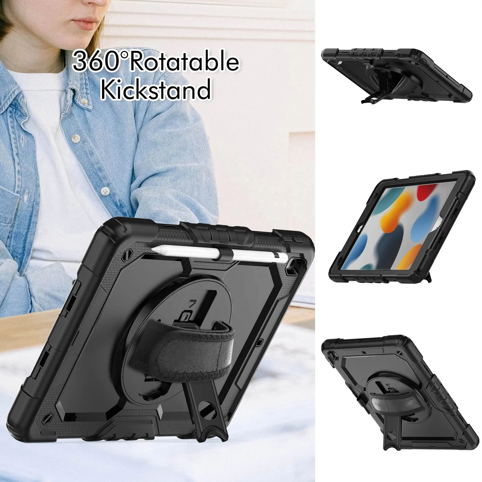 Tablette antichoc robuste robuste pour étui Samsung pour Galaxy TAB A8 10.5 avec dragonne de béquille rotative intégrée