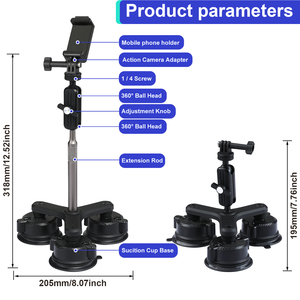 360 ° ตัวดูดสามขา1/4 "เกลียวใช้ได้กับกล้อง DSLR และสมาร์ทโฟน - Product Image 3