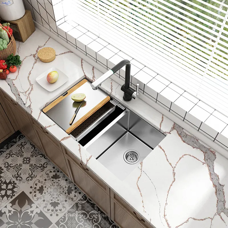 Horizon New Products Quartz Stone Slab for Kitchen Cabinet Worktop Work Top Solid Surface White Artificial Quartz Countertop