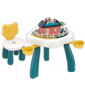 צעצועי הרכבה דיפון פלסטיק אבני בניין שולחן 76pcs לבנים חינוך שולחן שולחן כתיבה לבנים שולחן שולחן