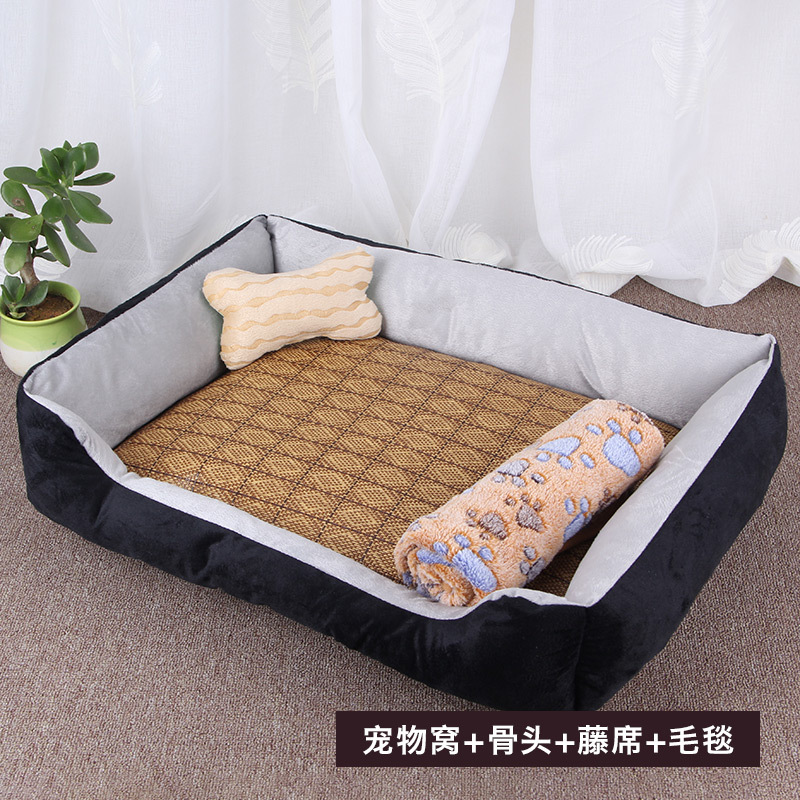 Couverture noire et grise-tapis de refroidissement-jouet-os