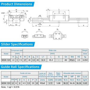 Carril de guía lineal de pieza CNC de alta precisión de buena calidad, éxito de ventas personalizado, bloque lineal MGN12H - Product Image 3