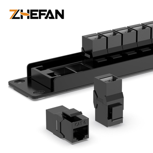 ZHEFAN 1u 19 "Panel de conexión 24 puertos Cat6 Cat6a Rj45 montaje en rack Cat5e 6 anillo de gestión de cables diseñado Panel de conexión Utp sin blindaje