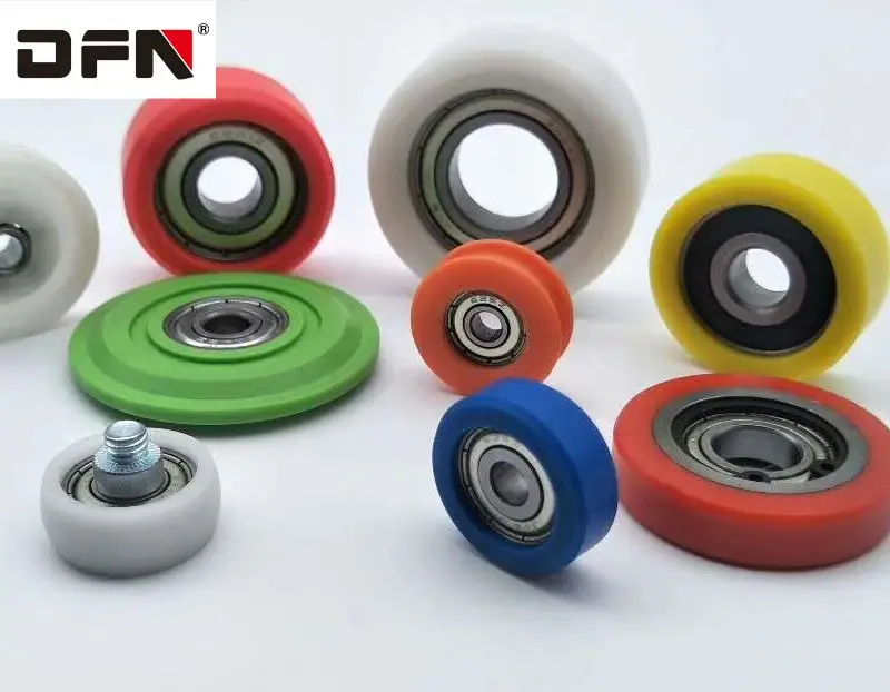 Small plastic coating bearing 604 608 bearing roller wheels 8x28x7 4x16x5 6x26x10 no noise polyurethane pu rubber coated bearing