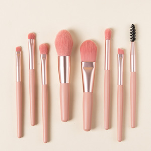 Özel logo 8 adet mini makaron renk taşınabilir makyaj fırçası set göz farı kozmetik fırçalar aracı çanta ile set - Product Image 5