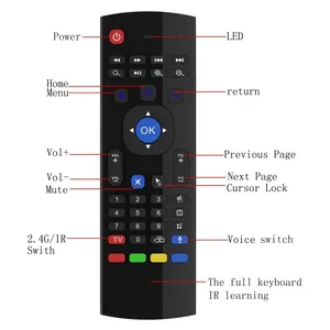 Mini teclado inalámbrico MX3 y Air Mouse, retroiluminación de 2,4 Ghz con detección de movimiento para Android TV PC y controlador de jugadores - Product Image 1