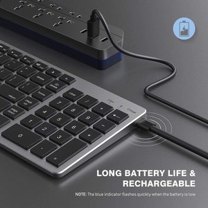 Teclado Bluetooth inalámbrico recargable, teclado con teclado numérico, diseño Bluetooth para iPad, tableta y teléfono
