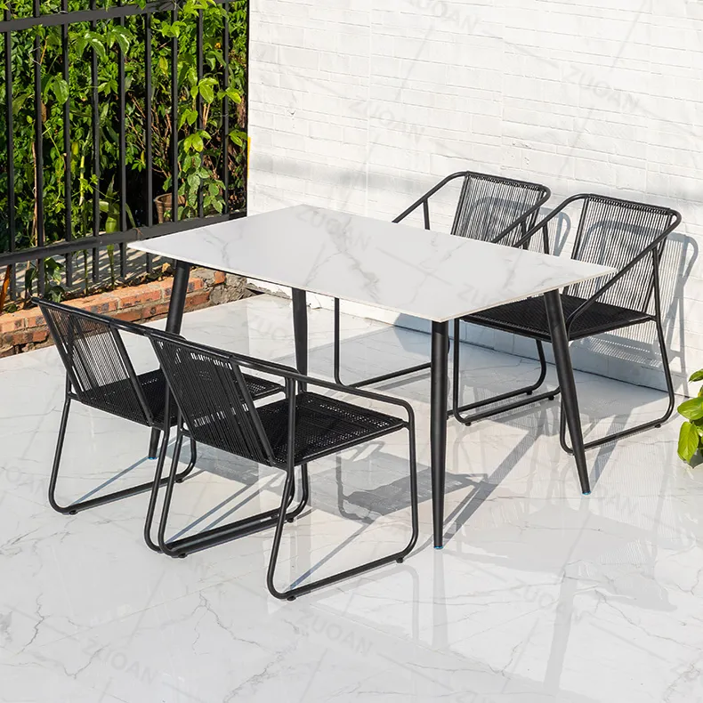 Vimini Patio mobili da esterno Rattan/vimini sedia da pranzo tavolo set da giardino per balcone Hotel resort